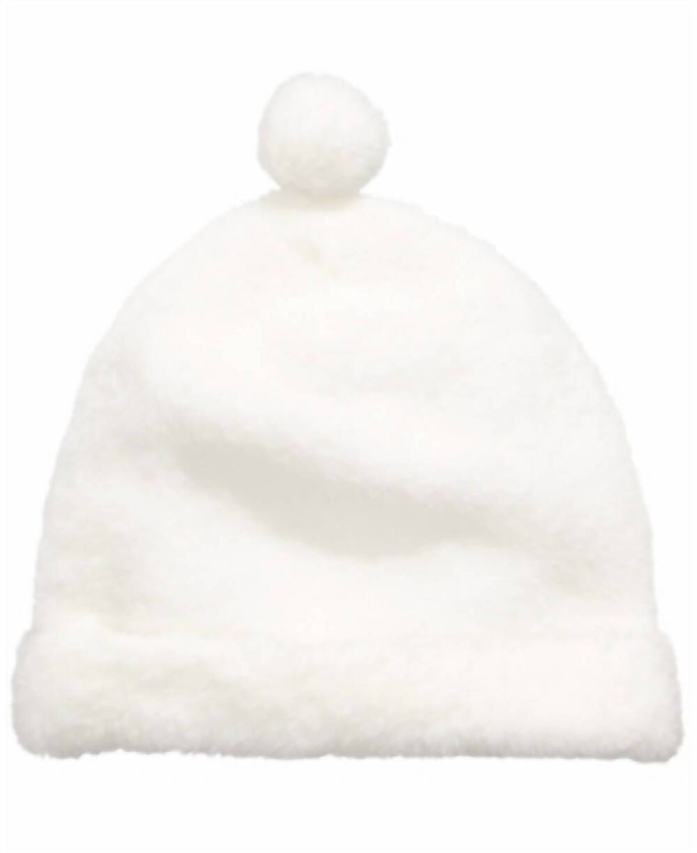 NEW FIRST IMPRESSIONS junior boys faux sherpa pom pom hat in angel white